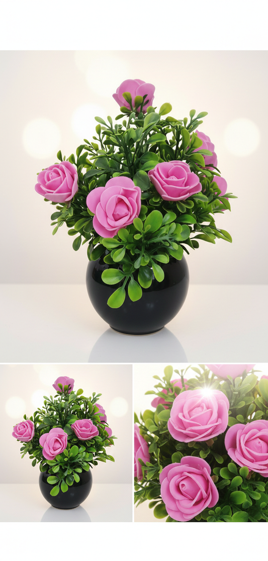 Elegant Artificial Rose Pot – Vibrant Home & Office Decor