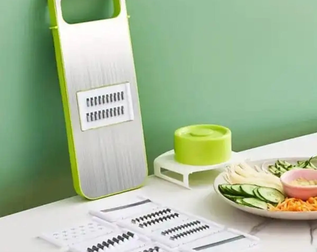 6-in-1 Multi-Function Stainless Steel Vegetable Cutter & Mandoline Slicer with Safety Hand Guard