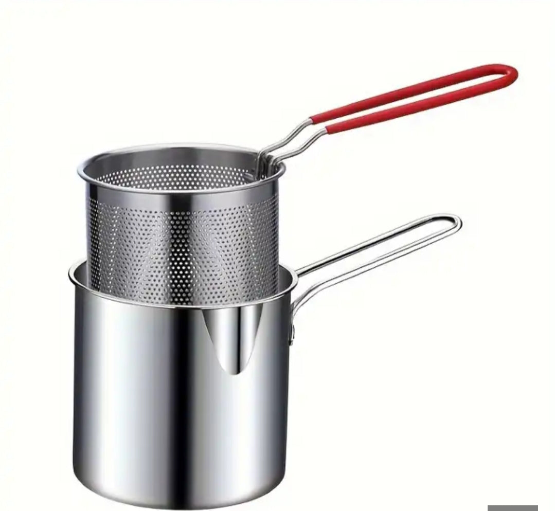 Stainless Steel Deep Frying Pot with Strainer Basket