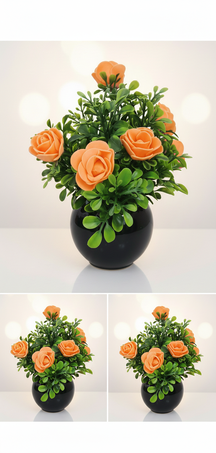 Elegant Artificial  Rose Pot – Vibrant Home & Office Decor
