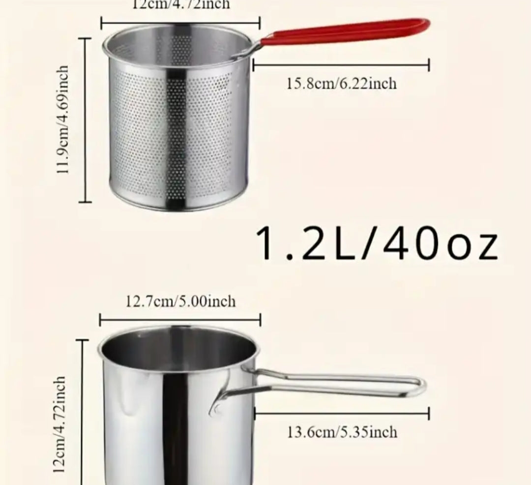 Stainless Steel Deep Frying Pot with Strainer Basket