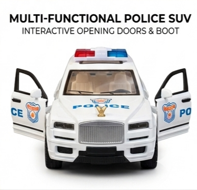 Premium White Police SUV Toy Car – Realistic Opening Doors & Boot (Die-Cast Style)