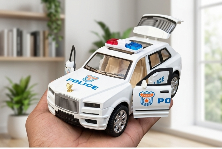 Premium White Police SUV Toy Car – Realistic Opening Doors & Boot (Die-Cast Style)