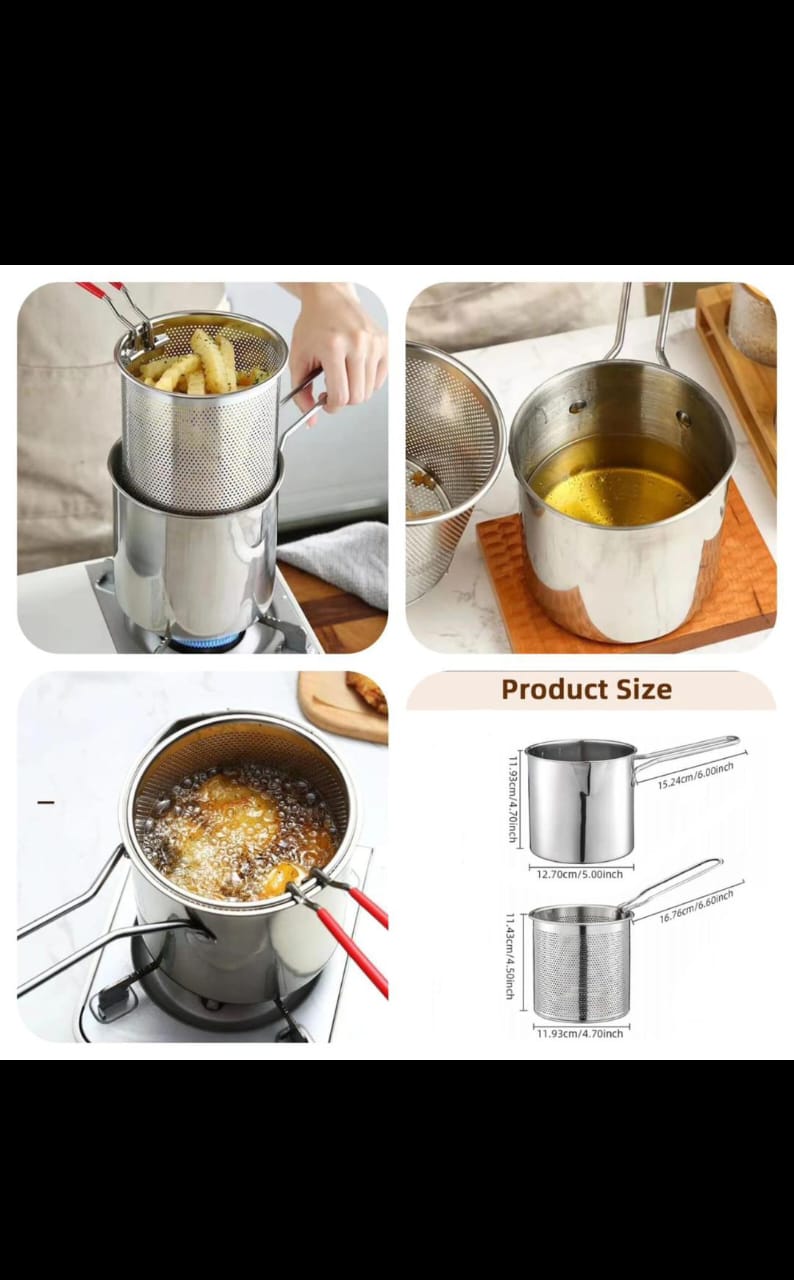 Stainless Steel Deep Frying Pot with Strainer Basket